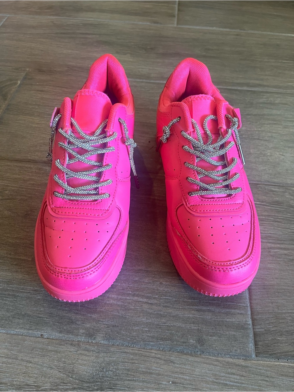 Women’s Neon Pink Lace-Up Platform Sneakers